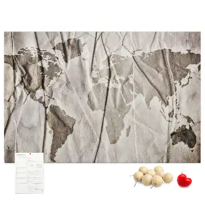 Printed Cork Board World map pattern