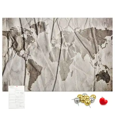 Printed Cork Board World map pattern