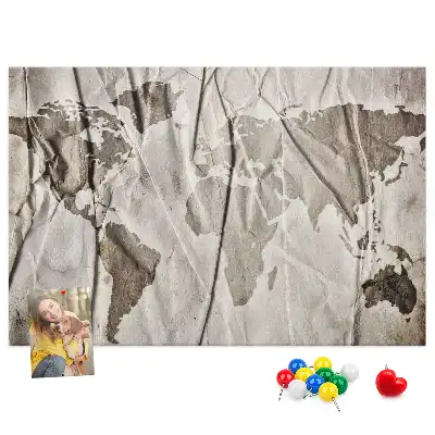 Printed World Map Cork Board
