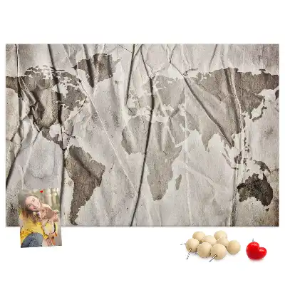 Printed World Map Cork Board