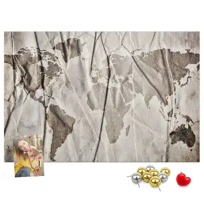 Printed World Map Cork Board
