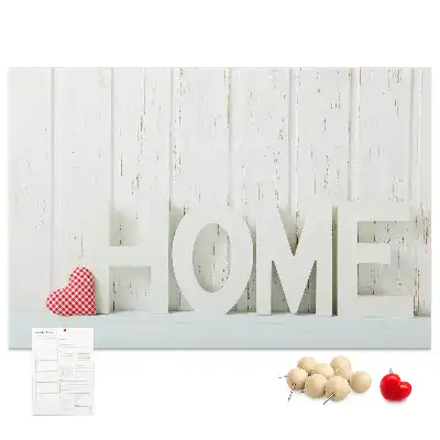 Printed Cork Memo Board Home lettering