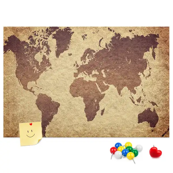 Old world map cork memo board