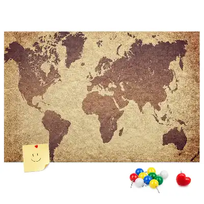 Old world map cork memo board