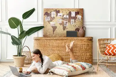 Cork memo board Old world map