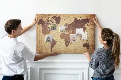 Cork memo board Old world map