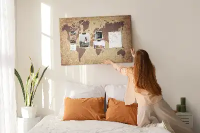 Cork memo board Old world map