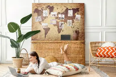 Old world map cork memo board