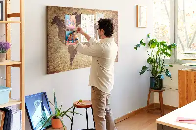 Old world map cork memo board