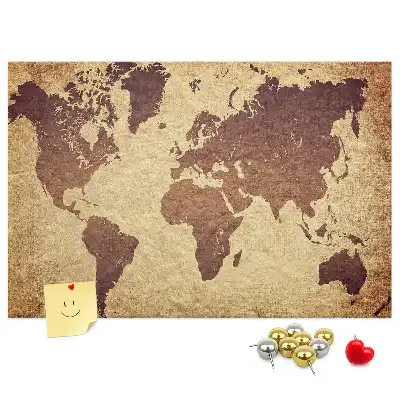 Old world map cork memo board