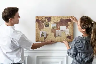 Old world map cork memo board