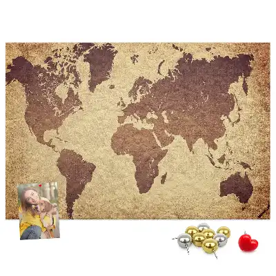 Old world map cork memo board