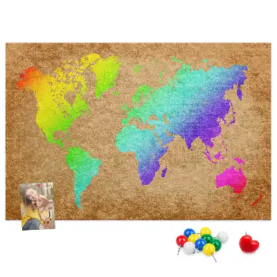 Printed Cork Board World map