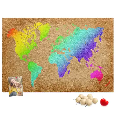 Printed Cork Board World map