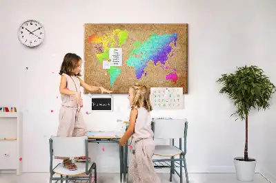 Printed Cork Board World map