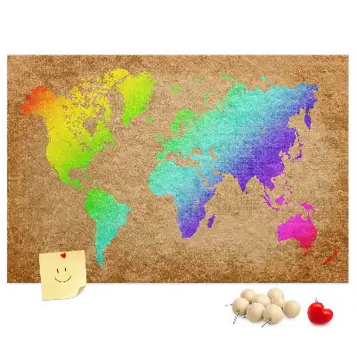 Printed Cork Board World map
