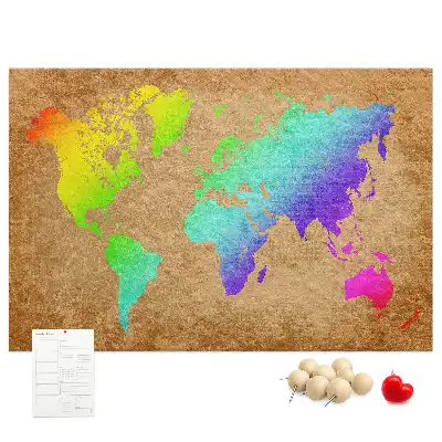 Printed Cork Board World map
