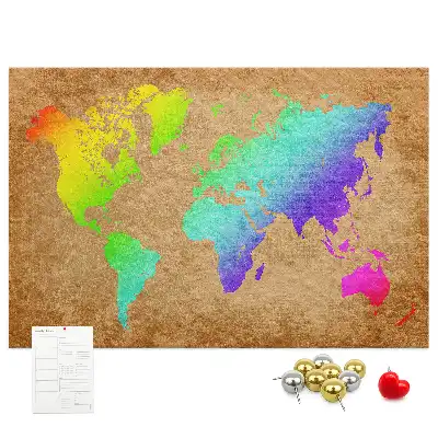 Printed Cork Board World map