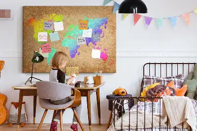 Printed Cork Board World map