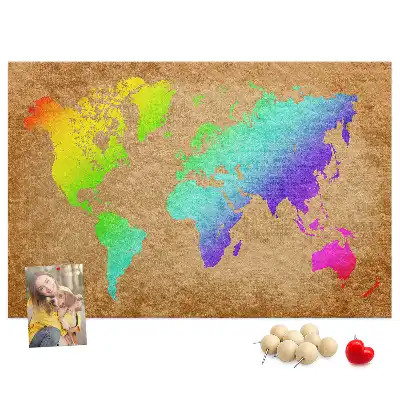 Printed Cork Board World map