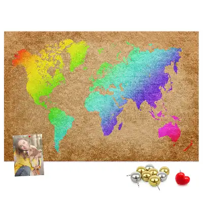 Printed Cork Board World map