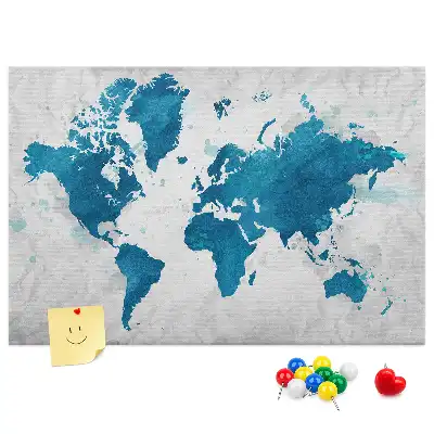 Printed Cork Memo Board World map