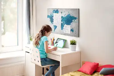Printed Cork Memo Board World map