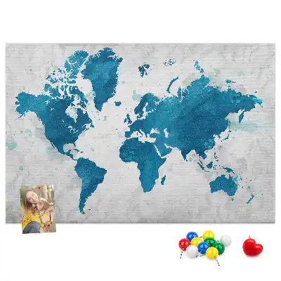 Printed Cork Memo Board World map