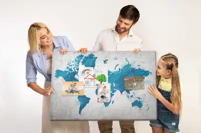 Printed Cork Memo Board World map