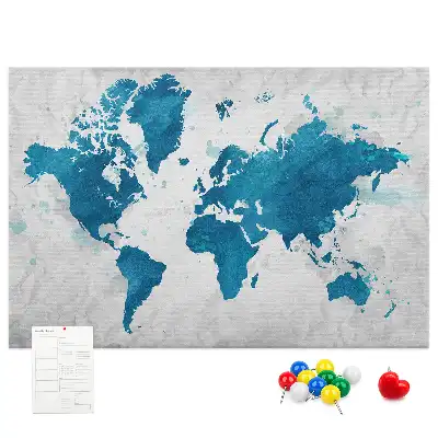 World Map Printed Cork Memo Board