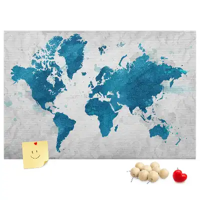 Printed Cork Memo Board World map