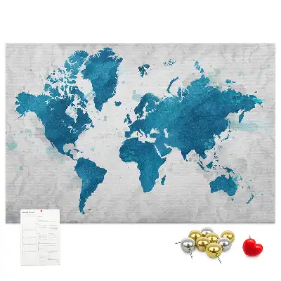 World Map Printed Cork Memo Board