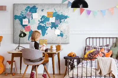 Printed Cork Memo Board World map