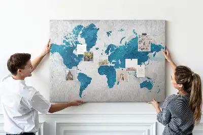 Printed Cork Memo Board World map