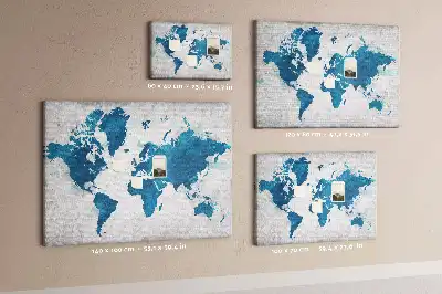 Printed Cork Memo Board World map