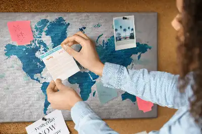 Printed Cork Memo Board World map