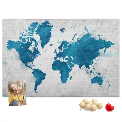 Printed Cork Memo Board World map
