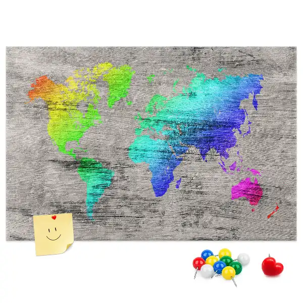 World map cork memo board