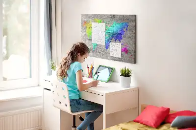 Cork memo board World map