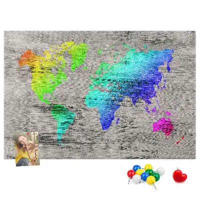 Cork memo board World map