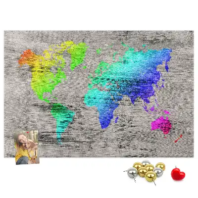 Cork memo board World map
