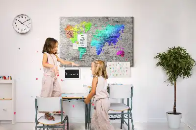 Cork memo board World map