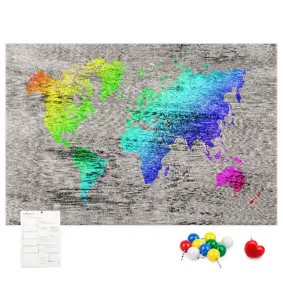 World map cork memo board