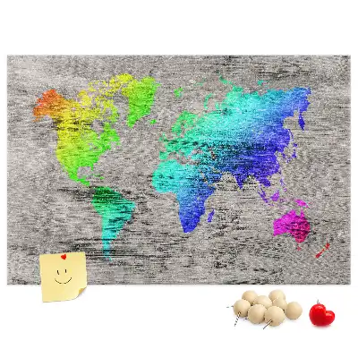 Cork memo board World map