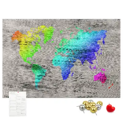 Cork memo board World map