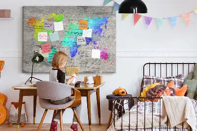 World map cork memo board