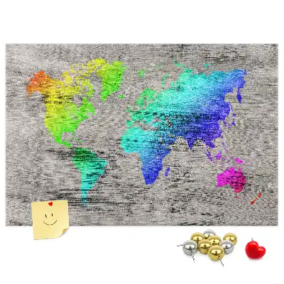Cork memo board World map