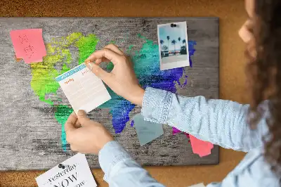 Cork memo board World map