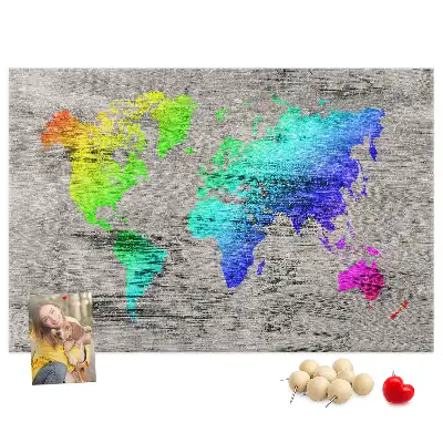 Cork memo board World map