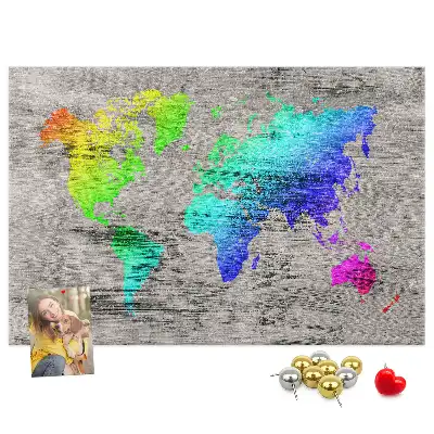 World map cork memo board